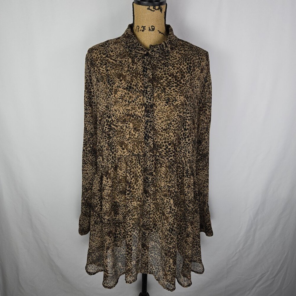 Lane Bryant Animal Print Tunic Top 22/24‎ Long Sleeve Boho Resort Casual